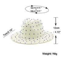 Fashion Rhinestone Simple Outdoor Travel Seaside Sunscreen Big Eaves Straw Hat main image 5