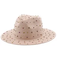 Fashion Rhinestone Simple Outdoor Travel Seaside Sunscreen Big Eaves Straw Hat sku image 5