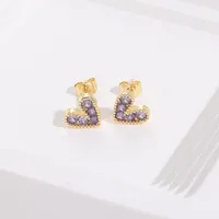 Heart Fashion Copper Artificial Gemstones Earrings Ear Studs sku image 8