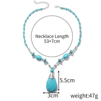 Geometric Retro Bohemian Alloy Turquoise Pendant Necklace Multi Charms Necklace Wholesale sku image 16