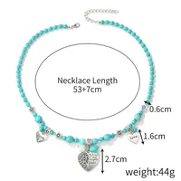 Geometric Retro Bohemian Alloy Turquoise Pendant Necklace Multi Charms Necklace Wholesale sku image 14
