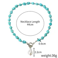 Geometric Retro Bohemian Alloy Turquoise Pendant Necklace Multi Charms Necklace Wholesale sku image 10