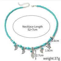 Geometric Retro Bohemian Alloy Turquoise Pendant Necklace Multi Charms Necklace Wholesale sku image 13