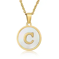 Fashion Round Letter Stainless Steel Plating Necklace sku image 2