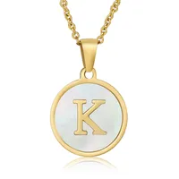 Fashion Round Letter Stainless Steel Plating Necklace sku image 6