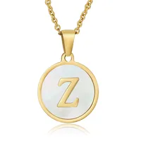 Fashion Round Letter Stainless Steel Plating Necklace sku image 16