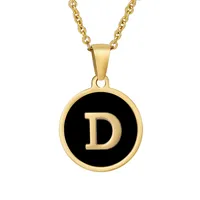 Fashion Round Letter Stainless Steel Plating Necklace sku image 17