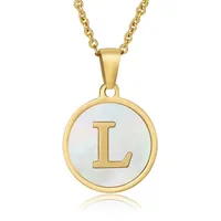Fashion Round Letter Stainless Steel Plating Necklace sku image 7