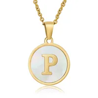 Fashion Round Letter Stainless Steel Plating Necklace sku image 24