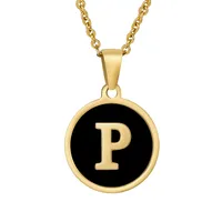 Fashion Round Letter Stainless Steel Plating Necklace sku image 58