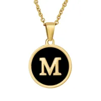 Fashion Round Letter Stainless Steel Plating Necklace sku image 33