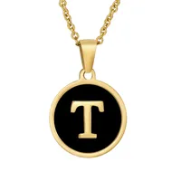 Fashion Round Letter Stainless Steel Plating Necklace sku image 59