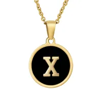 Fashion Round Letter Stainless Steel Plating Necklace sku image 61