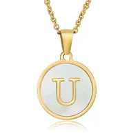 Fashion Round Letter Stainless Steel Plating Necklace sku image 54