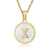 Fashion Round Letter Stainless Steel Plating Necklace sku image 35