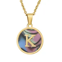 Fashion Round Letter Stainless Steel Plating Necklace sku image 64