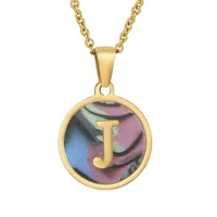 Fashion Round Letter Stainless Steel Plating Necklace sku image 51