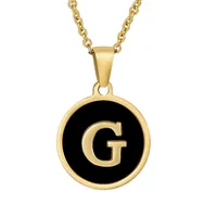 Fashion Round Letter Stainless Steel Plating Necklace sku image 26