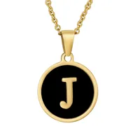 Fashion Round Letter Stainless Steel Plating Necklace sku image 37