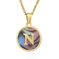 Fashion Round Letter Stainless Steel Plating Necklace sku image 76
