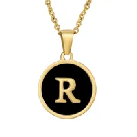 Fashion Round Letter Stainless Steel Plating Necklace sku image 38