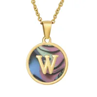 Fashion Round Letter Stainless Steel Plating Necklace sku image 57