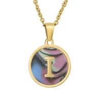 Fashion Round Letter Stainless Steel Plating Necklace sku image 63