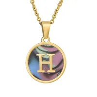 Fashion Round Letter Stainless Steel Plating Necklace sku image 75