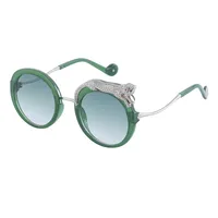 Round Frame Fashion Diamond Leopard Pc UV400 Full Frame Women's Sunglasses sku image 6