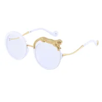 Round Frame Fashion Diamond Leopard Pc UV400 Full Frame Women's Sunglasses sku image 1
