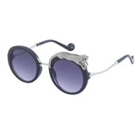 Round Frame Fashion Diamond Leopard Pc UV400 Full Frame Women's Sunglasses sku image 7