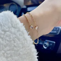 Round Fashion Titanium Steel Zircon Bracelets In Bulk main image 4