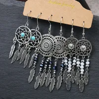 3 Pairs Geometric Bohemian Alloy Enamel Earrings main image 3