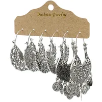 3 Pairs Geometric Bohemian Alloy Enamel Earrings sku image 3