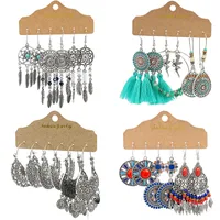 3 Pairs Geometric Bohemian Alloy Enamel Earrings main image 1