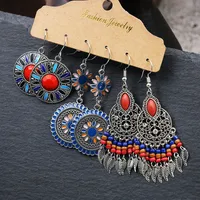3 Pairs Geometric Bohemian Alloy Enamel Earrings main image 4