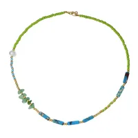 Boho Pearl Necklace Female Summer Agate Green Semi-precious Stone Necklace sku image 2