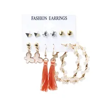 1 Set Fashion Triangle Heart Shape Butterfly Artificial Crystal Imitation Pearl Alloy Women's Earrings main image 4