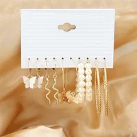 1 Set Fashion Triangle Heart Shape Butterfly Artificial Crystal Imitation Pearl Alloy Women's Earrings sku image 6