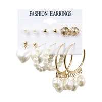 1 Set Fashion Triangle Heart Shape Butterfly Artificial Crystal Imitation Pearl Alloy Women's Earrings sku image 11
