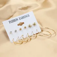 1 Set Fashion Triangle Heart Shape Butterfly Artificial Crystal Imitation Pearl Alloy Women's Earrings sku image 3