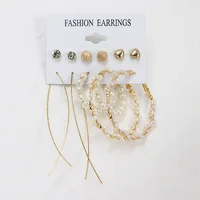 1 Set Fashion Triangle Heart Shape Butterfly Artificial Crystal Imitation Pearl Alloy Women's Earrings sku image 21