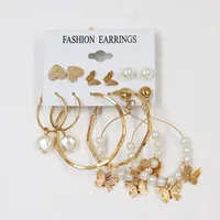 1 Set Fashion Triangle Heart Shape Butterfly Artificial Crystal Imitation Pearl Alloy Women's Earrings sku image 12