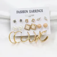 1 Set Fashion Triangle Heart Shape Butterfly Artificial Crystal Imitation Pearl Alloy Women's Earrings sku image 22