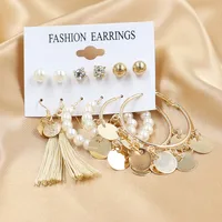 1 Set Fashion Triangle Heart Shape Butterfly Artificial Crystal Imitation Pearl Alloy Women's Earrings sku image 32