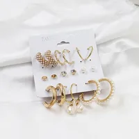 1 Set Fashion Triangle Heart Shape Butterfly Artificial Crystal Imitation Pearl Alloy Women's Earrings sku image 37