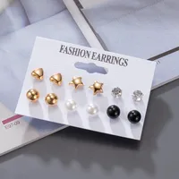 1 Set Fashion Triangle Heart Shape Butterfly Artificial Crystal Imitation Pearl Alloy Women's Earrings sku image 2