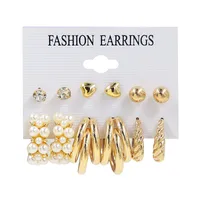 1 Set Fashion Triangle Heart Shape Butterfly Artificial Crystal Imitation Pearl Alloy Women's Earrings sku image 33