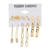 1 Set Fashion Triangle Heart Shape Butterfly Artificial Crystal Imitation Pearl Alloy Women's Earrings sku image 13