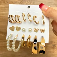 1 Set Fashion Triangle Heart Shape Butterfly Artificial Crystal Imitation Pearl Alloy Women's Earrings sku image 41